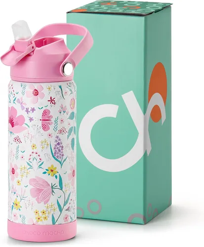 Vista 25 de Botella de Agua Choco Mocha para Niños para la Escuela, Botella de Agua Aislada para Niños de Acero Inoxidable para Niños, 14 Oz Camión Monstruo