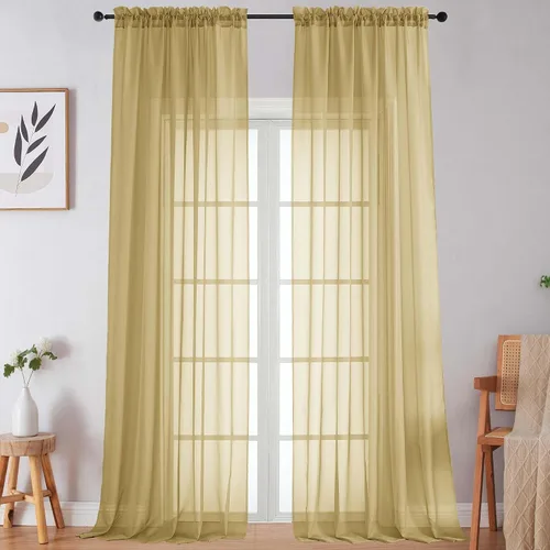 Vista 89 de 2 paneles de cortinas traslúcidas blancas para dormitorio, sala de estar, 96 pulgadas de largo, modernas, suaves, ligeras, con bolsillo para barra