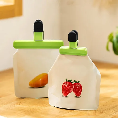 Vista 6 de Clips para bolsas de chips, 9 unidades, herméticos, resistentes y resistentes clips de plástico para almacenamiento de alimentos, abrazaderas