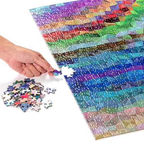 Vista 4 de Bgraamiens Rompecabezas de 1000 piezas de triángulo de arco iris, rompecabezas cuadrado de desafío de color para adultos
