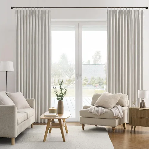 Vista 29 de RAIN CITY 2 paneles de cortinas extra anchas de 96 pulgadas de largo, de Beige