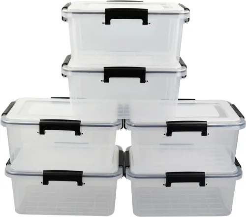 Vista 7 de Morcte Paquete de 6 cajas de almacenamiento transparentes con tapa de sellado de junta, caja de juntas de plástico de 12 cuartos de galón con cierre