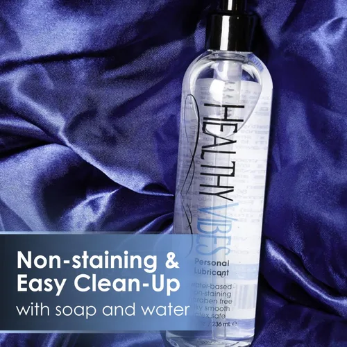 Vista 4 de Lubricante personal íntimo abase de agua Healthy Vibes, lubricante anal y crema hidratante libre de parabenos, Transparente, 1