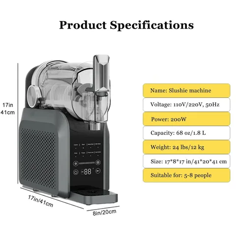 Vista 2 de Máquina de granizado profesional de 15 minutos para el hogar, máquina de bebidas congeladas de 68 onzas con 6 programas preestablecidos, no necesita