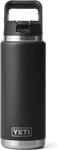 Vista 3 de YETI Rambler - Botella de acero inoxidable aislada al vacío con tapa y popote, 26 onzas, color negro