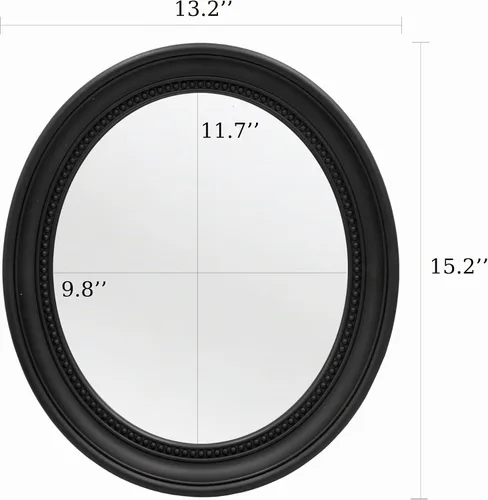 Vista 3 de OIGUMR Espejo de pared para baño, espejo ovalado (negro, 15.2 x 13.2 pulgadas)