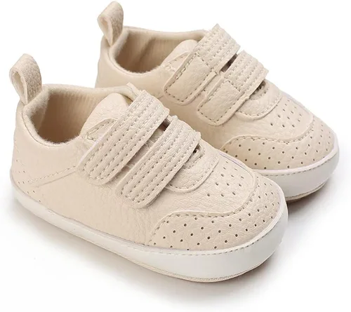 Vista 2 de Clowora Zapatos para bebés y niñas con suela de goma antideslizante, zapatos de cuna para recién nacidos, mocasines planos.