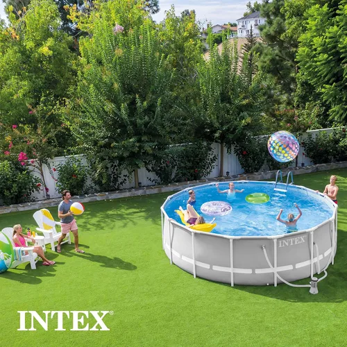 Vista 9 de Intex 26723EH - Juego de piscina sobre el suelo con marco de prisma Premium: 15 pies x 42 pulgadas - Incluye bomba de filtro de cartucho de 1000 GPH