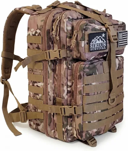 Vista 11 de Mochila táctica expedicionaria 50L - Bolsa Molle grande Negro