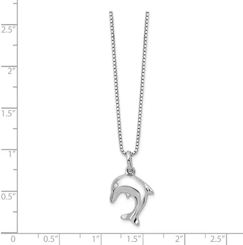 Vista 3 de Plata de ley 925 maciza de 0,02 quilates. Collar con colgante de delfín de diamante.