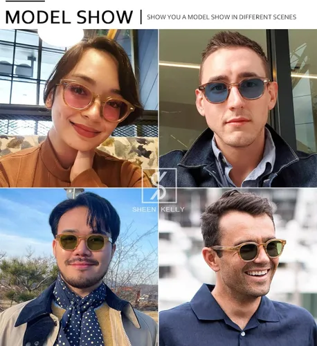 Vista 5 de Gafas de sol polarizadas retro ovaladas de acetato para hombres y mujeres, estilo pirata, capitán Johnny Depp