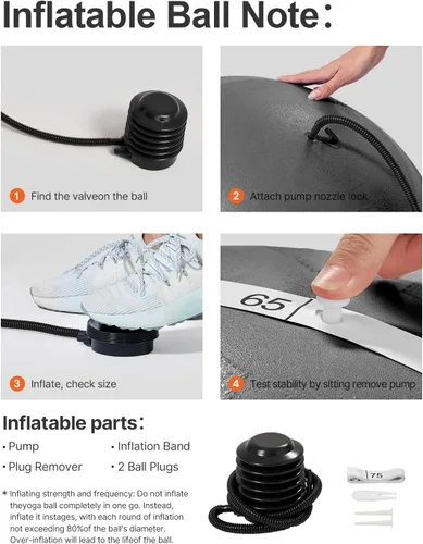 Vista 7 de YOTTOY Pelota de Embarazo - Pelota de Nacimiento de 1.8mm de Grosor para Fisioterapia Materna y Preparación del Parto, Yoga y Ejercicio