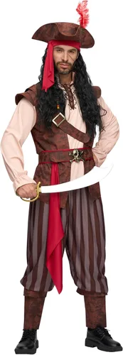 Vista 3 de Spooktacular Creations Disfraz de pirata caribeño para hombre, disfraz de capitán de mar para Halloween