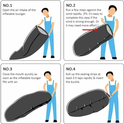 Vista 5 de Tumbona inflable, sofá cama, saco de dormir para playa, camping, lago, jardín (astronauta)