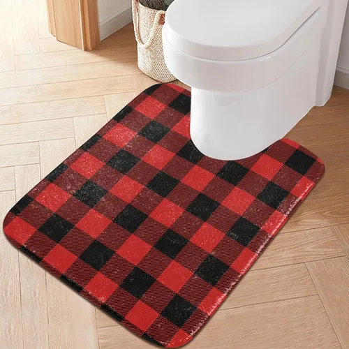 Vista 20 de Tapete de baño a cuadros de tablero de ajedrez, suave, absorbente, lavable, tapete de baño para piso de baño, tapete de baño antideslizante