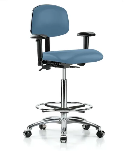 Vista 49 de PERCH - Silla giratoria con ruedas para alfombra o linóleo, cromado, Textil, Tela negra