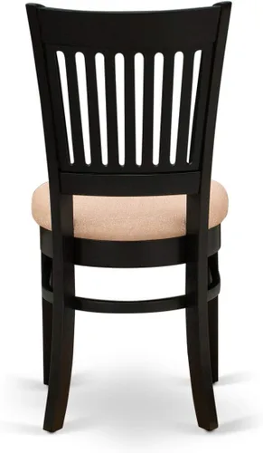 Vista 10 de East West Furniture ANVA3-BLK-C - Juego de mesa de comedor moderno de 3 piezas que contiene una mesa de cocina redonda con pedestal y 2 sillas