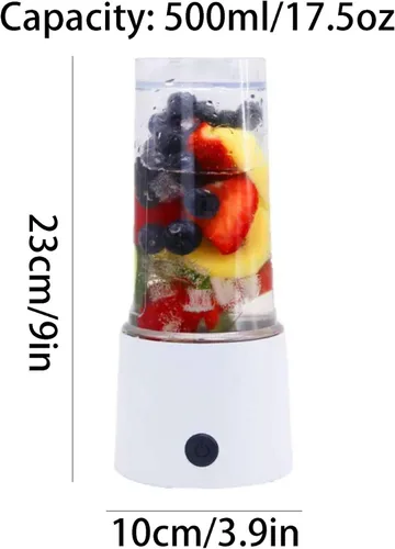 Vista 2 de Licuadora portátil de plástico con tapa de bebida directa Seis cuchillas Juicer personal para batidos y batidos jugo 500ml/17.5oz
