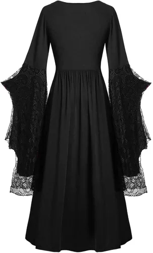 Vista 3 de Vestido victoriano para mujer Vestido renacentista de manga acampanada Disfraces Corsé medievales irlandeses