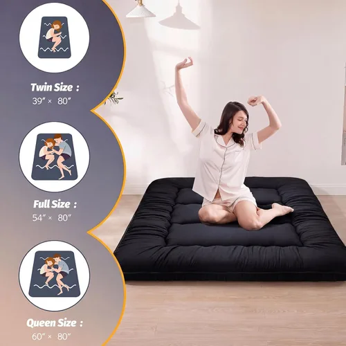 Vista 3 de MAXYOYO Colchón de futón de suelo japonés de 15 cm de grosor, colchón de tatami plegable para adultos, cama enrollable para habitación de invitados