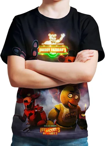 Vista 2 de Camiseta para niños y niñas con estampado en 3D, juego de moda, cuello redondo, manga corta