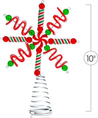 Vista 6 de Ornativity Adorno para la Copa del Árbol Copo de Nieve de Caramelo - Bastón de Caramelo de Menta Cinturón Agrio de Gelatina Regaliz Estrella Copos
