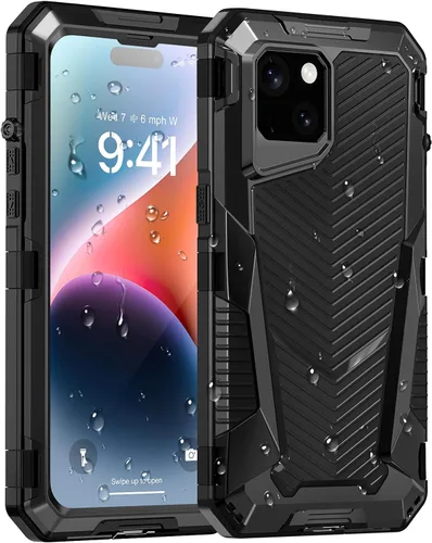 Vista 31 de Beasyjoy Funda impermeable de metal para iPhone 11, resistente, a prueba de golpes, a prueba de polvo, protección resistente, pantalla incorporada