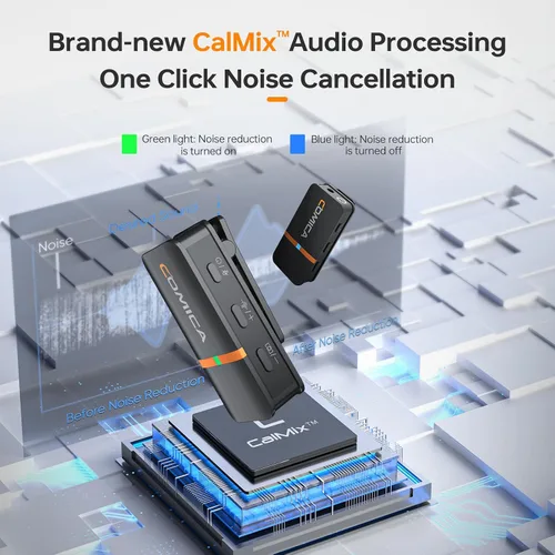 Vista 2 de COMICA Vimo Q - Micrófono inalámbrico Lavalier de 4 canales para cámara/smartphone Noise Reduction, 4 Audio Tracks Output, 656ft Long Range