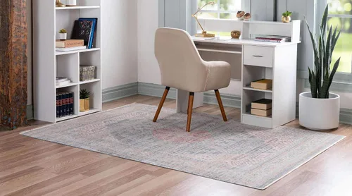 Vista 3 de Unique Loom Noble Collection - Alfombra de área tradicional, envejecida, vintage, geométrica, con borde (2' 2 x 3' 0 rectangular, azul/beige)