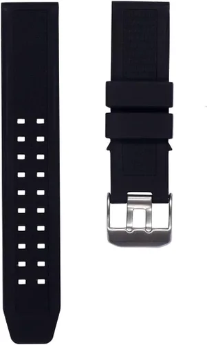 Vista 6 de Correa de reloj de silicona de goma de 0.906 in con cierre de doble punta negro/plateado para Luminox 3050 8800 y 3950 Series - Luminox Navy Seal