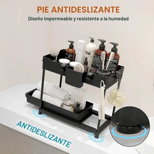 Vista 8 de Sevenblue Paquete de 4 organizadores para debajo del fregadero, organizadores de baño y almacenamiento, organizador de armario extraíble multiuso