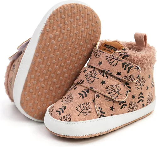 Vista 5 de QWZban Zapatos de bebé para niños y niñas, zapatillas de deporte con suela de goma antideslizante, para cuna de bebé, zapatos de vestir
