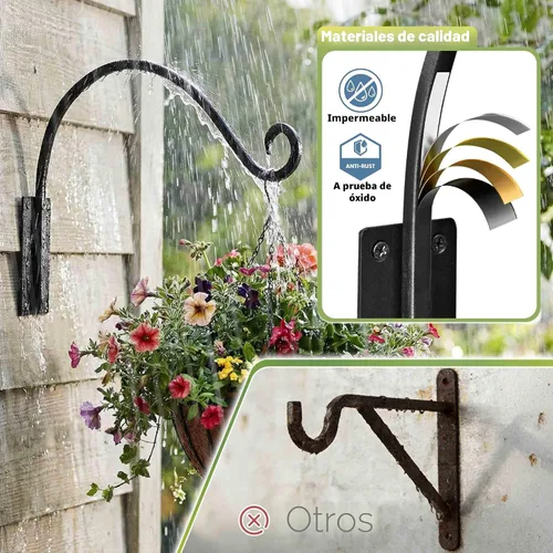 Vista 7 de Qiang Ni Colgador de plantas de alta resistencia, soporte de metal para plantas de montaje en pared de 16 pulgadas, 80 libras, para interiores