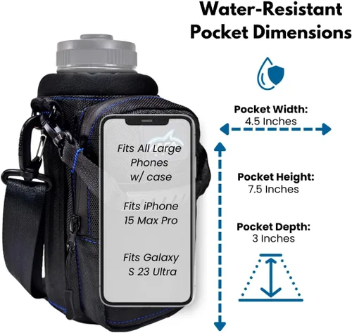 Vista 3 de Arca Gear Hydro Carrier - Bolsa pequeña de 32 onzas para botella de agua aislada con asa de transporte, correa para el hombro, cartera y dos bolsas