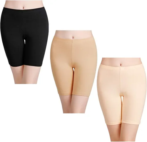 Vista 10 de wirarpa Ropa interior de algodón antirozaduras para mujer, pantalones cortos de pierna larga, paquete de 3