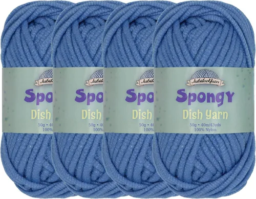 Vista 9 de JubileeYarn Hilo esponjoso para platos - 50 g/madeja de nylon grueso - paño de cocina - negro - 4 madejas
