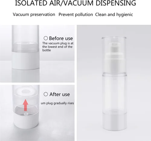 Vista 5 de TRENDBOX Botellas de viaje con bomba de vacío sin aire de 1.0 fl oz / 1 oz para lociones, crema, paquete de 4
