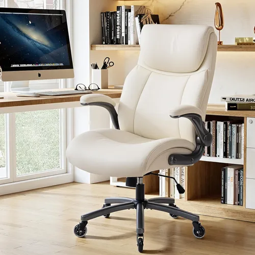 Vista 3 de MALOL Sillas ergonómicas de oficina ejecutivas de respaldo alto, silla de computadora resistente con soporte lumbar, brazos abatibles y tapicería