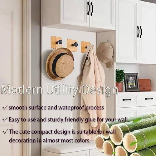 Vista 3 de Ganchos de pared autoadhesivos para colgar resistentes, pequeños ganchos decorativos adhesivos, sin clavos, 4 ganchos de utilidad lindos ganchos