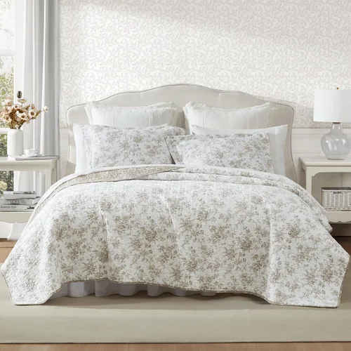 Vista 15 de Laura Ashley Home - Juego de edredón individual, ropa de cama reversible de algodón con flores, decoración del hogar para todas las estaciones