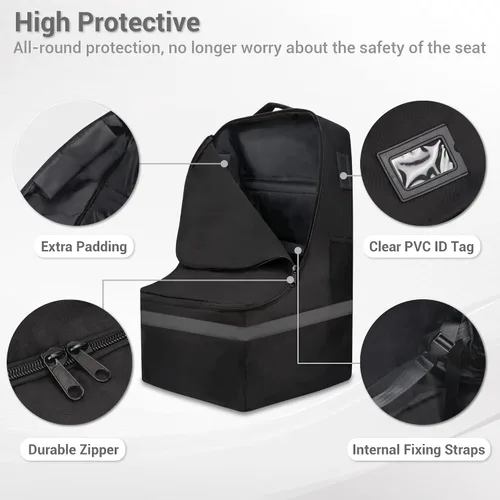 Vista 3 de Bolsa de viaje para asiento de automóvil, acolchada, cómoda, duradera, espaciosa, a cuadros, para asiento de automóvil, mochila 3 en 1, convertible