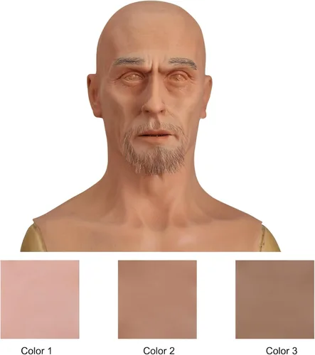 Vista 5 de QIAOYIQIAO Charles - Máscara de silicona realista de anciano, hecha a mano, para cosplay, crossdresser transgénero