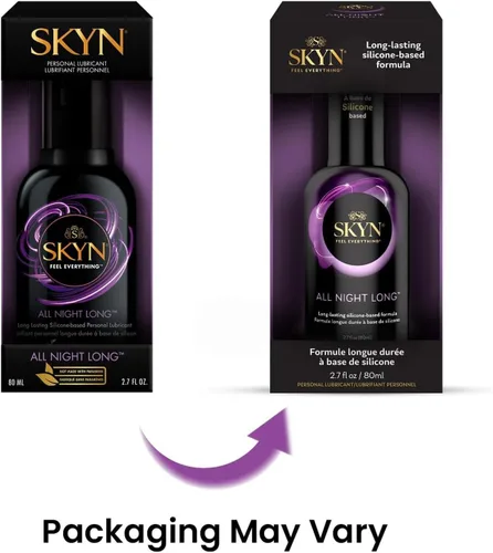Vista 2 de SKYN Lubricante de larga duración a base de silicona para toda la noche (2.7 onzas) para hombres, mujeres y parejas, seguro con preservativos