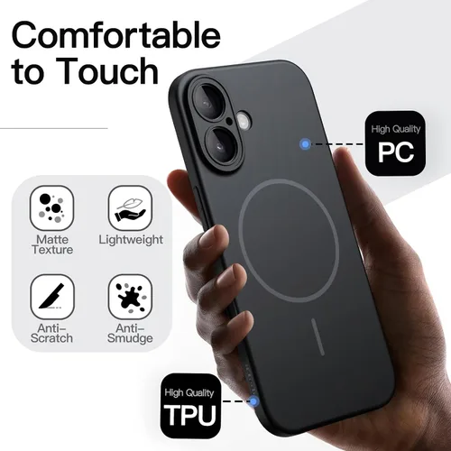 Vista 5 de JETech Funda magnética delgada para iPhone 16, color negro