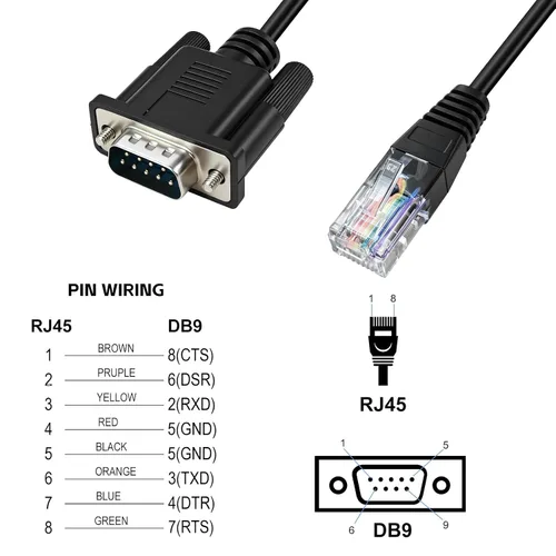 Vista 6 de Cable de consola DB9 a RJ45, RJ45 de 1 pie a RS232