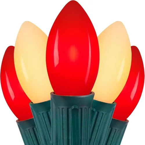 Vista 10 de Luces LED de Navidad vintage C9 para exteriores, cadena de 50 pies con 25 bombillas inastillables, impermeables, conectables, luces de árbol