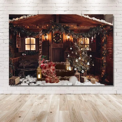 Vista 6 de MEHOFOND Telón de fondo de Navidad para fotografía, retrato familiar de invierno, árbol de Navidad, fondo de nieve bokeh, pancarta de fotos vintage
