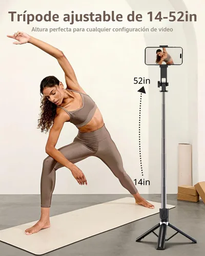 Vista 2 de UBeesize Trípode para selfie stick para iPhone y Android, trípode extensible de 52 pulgadas con control remoto, palos de selfie portátiles
