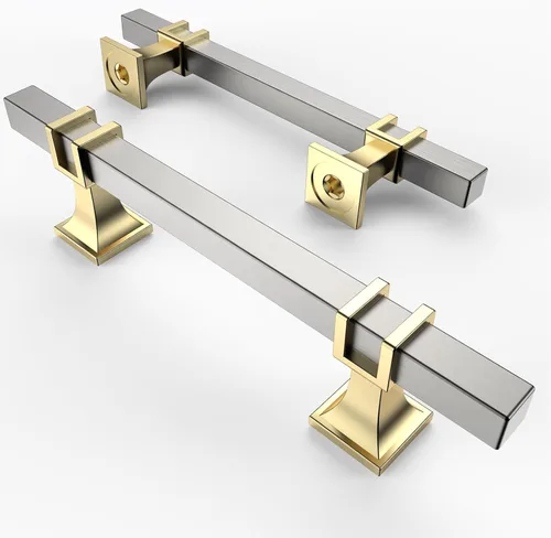 Vista 22 de Asidrama - Paquete de 10 manijas para alacena de 3 pulgadas (76mm) de color negro mate y dorado, tiradores para gabinete, accesorios para gabinete