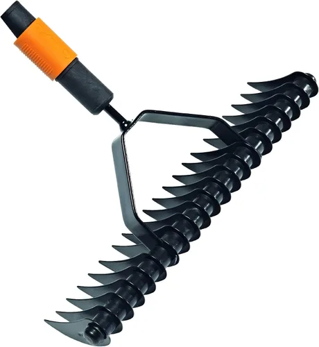 Vista 2 de Fiskars QuikFit 1000655 - Rastrillo aireador, cabezal de herramienta, ancho: 14.6 in, negro/naranja